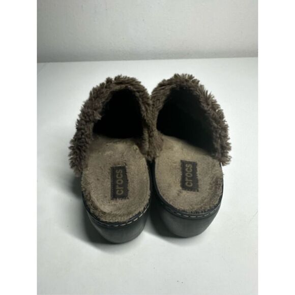 Crocs Women's Brown Suede Faux Fur Lined Mule Clogs Slip-Ons 11602 Size 10 - Picture 4 of 11